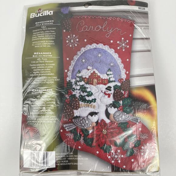 Bucilla Christmas Stocking Kit Chickadees 18 Inch Felt Sequin Sewing 86326
